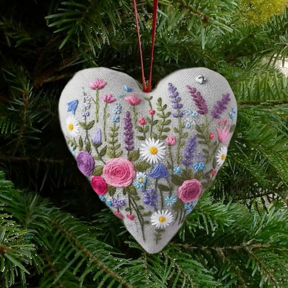 Rubbyoo Heart Embroidery Kit - Charming Flower | Unique Hanging Art | Perfect Handmade Craft For Her  - image 1
