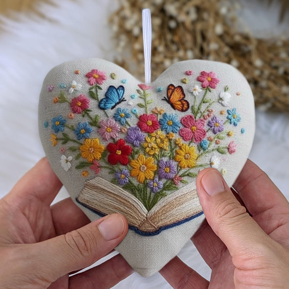 Rubbyoo Heart Embroidery Kit - Floral Book | Diy Stitch Art | Nice Gift For Book Lovers  - image 3