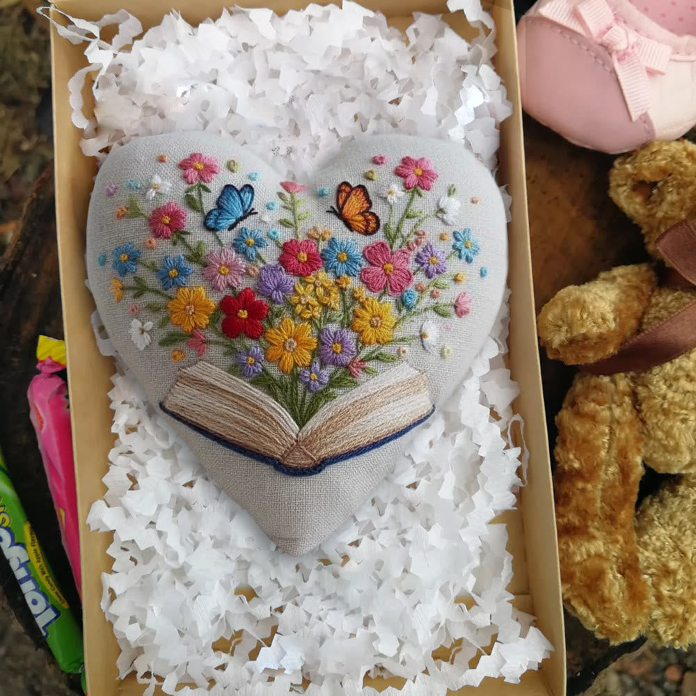 Rubbyoo Heart Embroidery Kit - Floral Book | Diy Stitch Art | Nice Gift For Book Lovers  - image 5