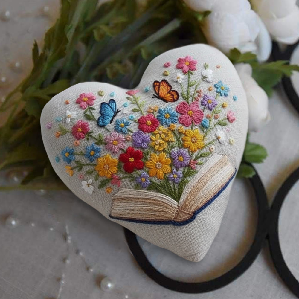 Rubbyoo Heart Embroidery Kit - Floral Book | Diy Stitch Art | Nice Gift For Book Lovers  - image 6