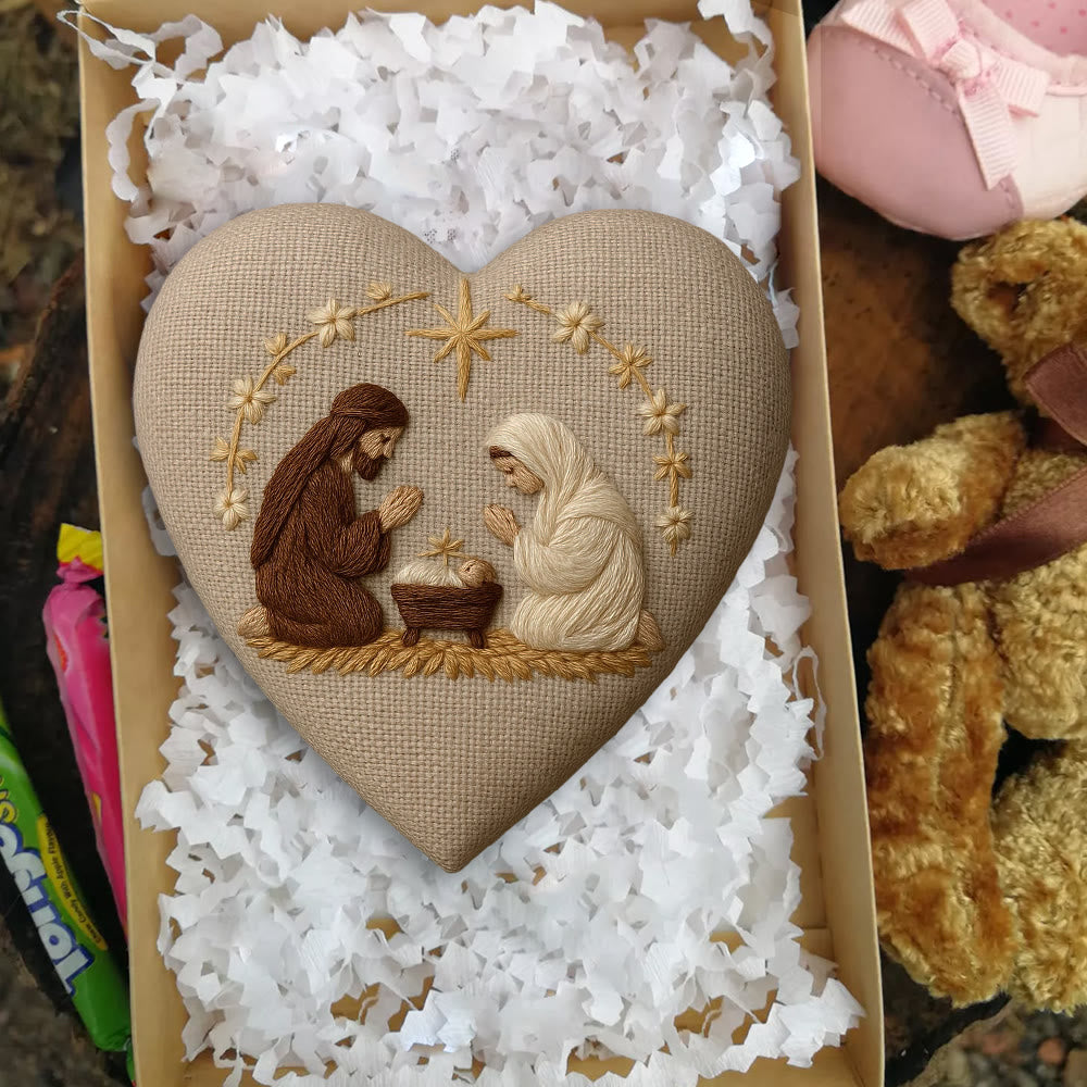 Rubbyoo Heart Embroidery Kit - Nativity Scene | Christmas Hanging Craft | Unique Handmade Art - image 5
