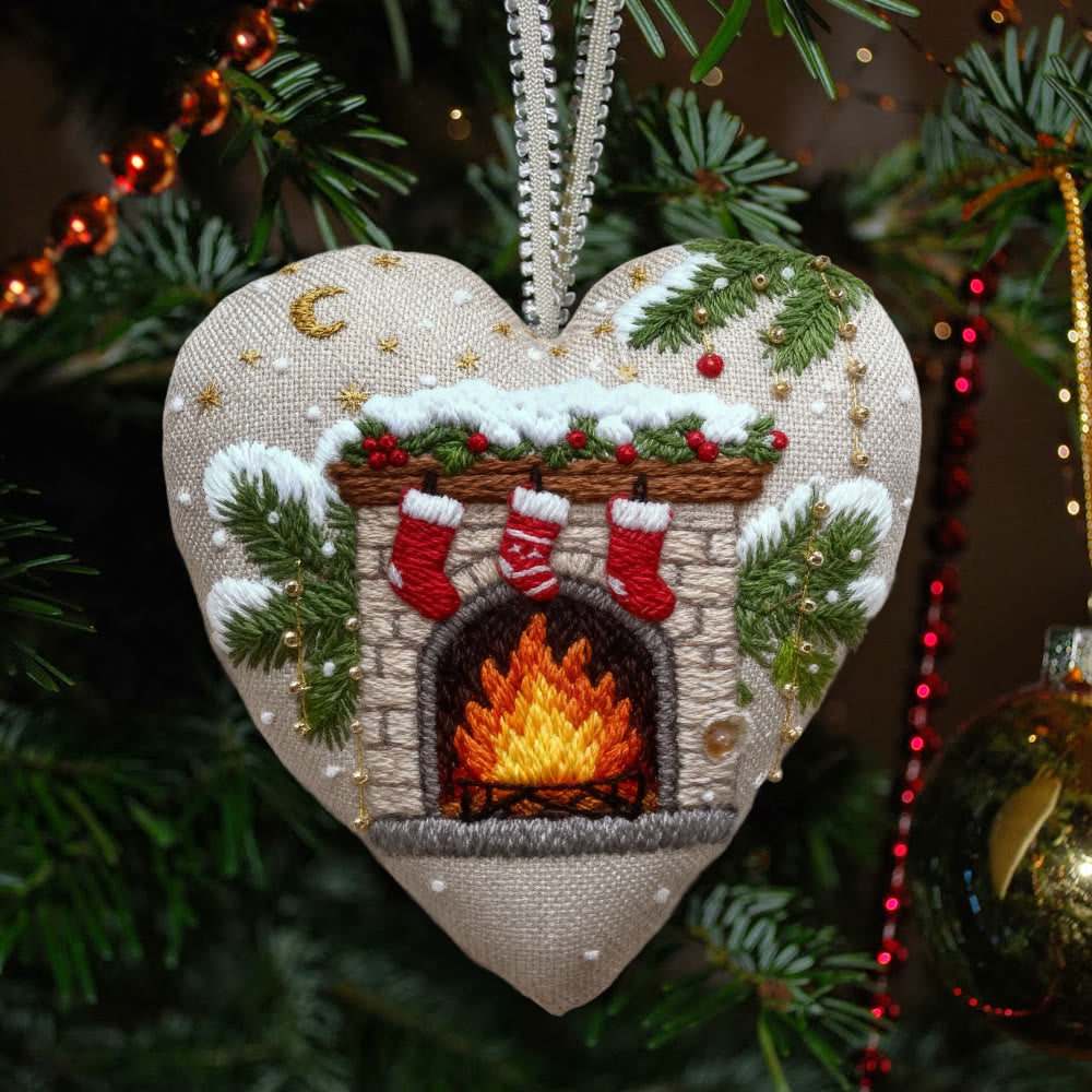 Rubbyoo Heart Embroidery Kit - Christmas Mantelpiece | Diy Christmas Tree Decor | Personalized Handmade Art - 6 inches hoop kit - image 0