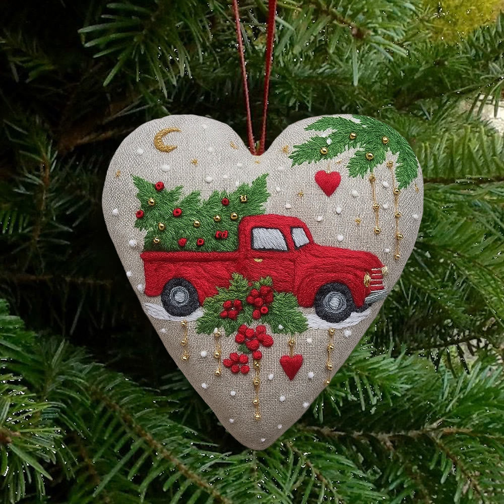 Rubbyoo Heart Embroidery Kit - Christmas Truck | Diy Christmas Stitch | Perfect Handmade Gift  - image 1