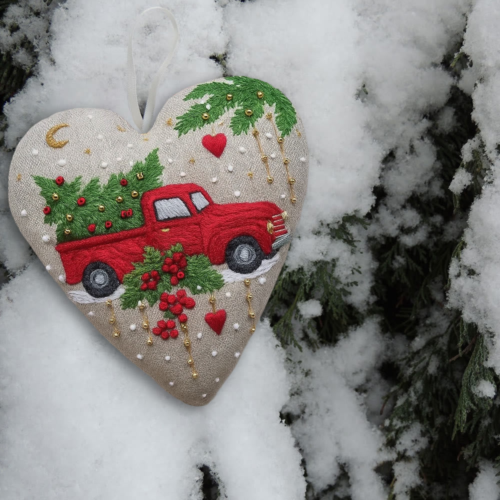 Rubbyoo Heart Embroidery Kit - Christmas Truck | Diy Christmas Stitch | Perfect Handmade Gift  - image 8