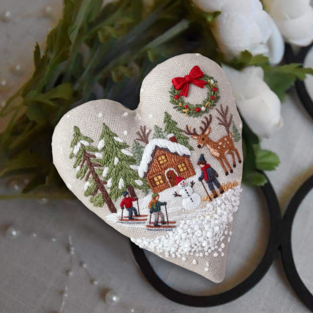 Rubbyoo Heart Embroidery Kit - Winter Skiing | Christmas Stitch Art | Diy Handmade Craft  - image 5