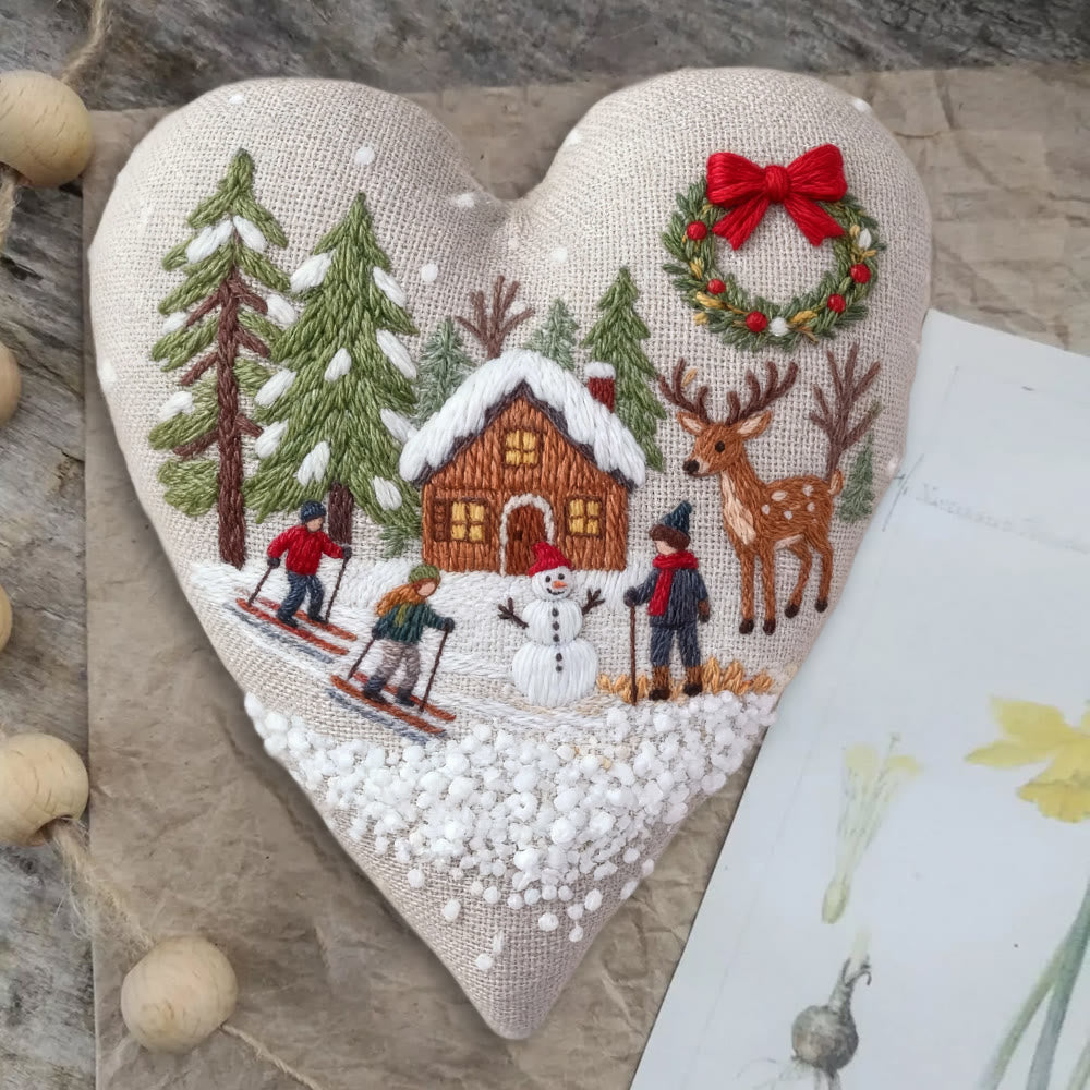 Rubbyoo Heart Embroidery Kit - Winter Skiing | Christmas Stitch Art | Diy Handmade Craft  - image 8