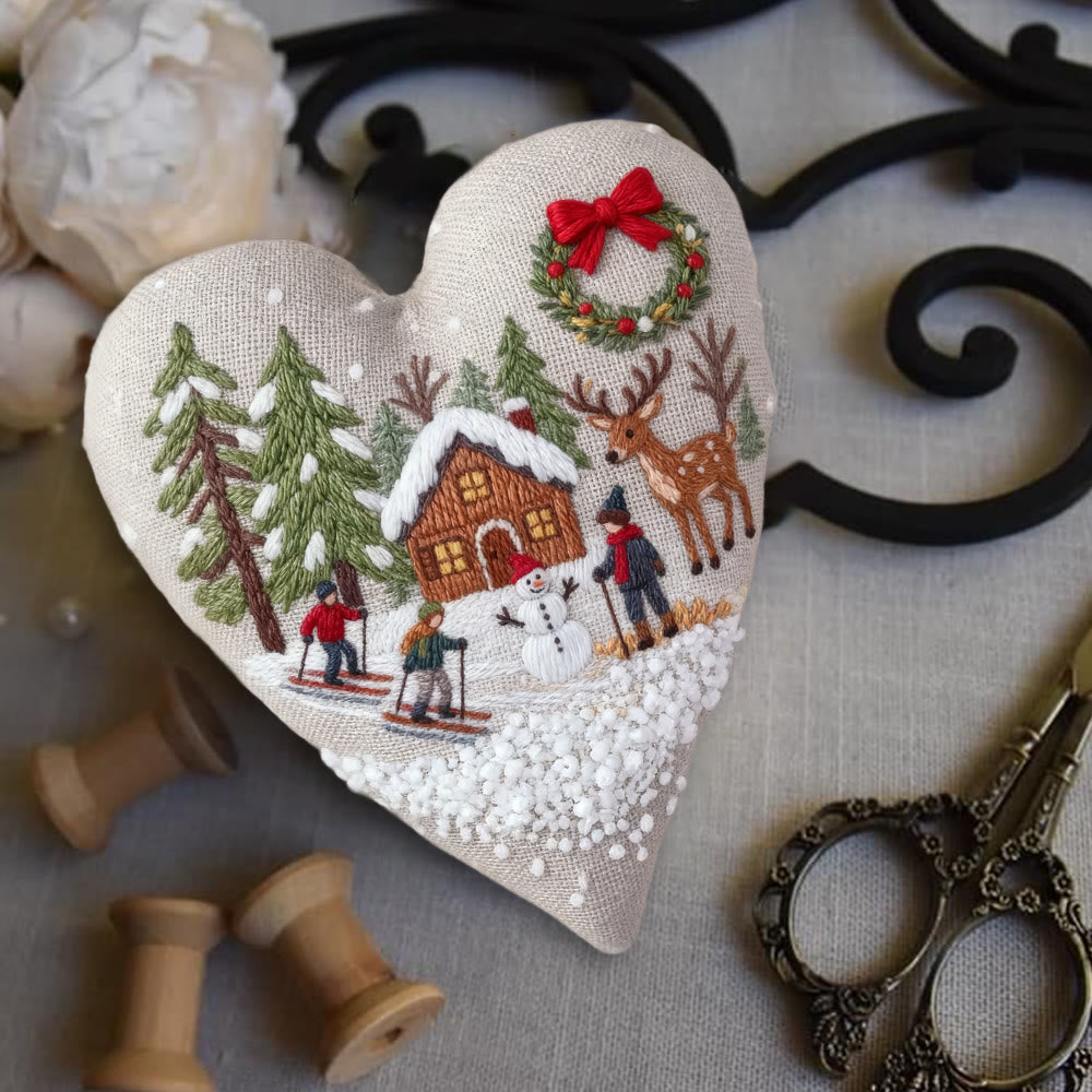 Rubbyoo Heart Embroidery Kit - Winter Skiing | Christmas Stitch Art | Diy Handmade Craft  - image 7