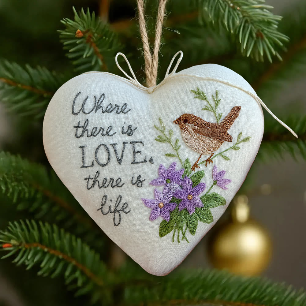 Rubbyoo Heart Embroidery Kit - Love Bird | Floral Animal Craft | Handmade Valentines Ornament  - 6 inches hoop kit - image 0