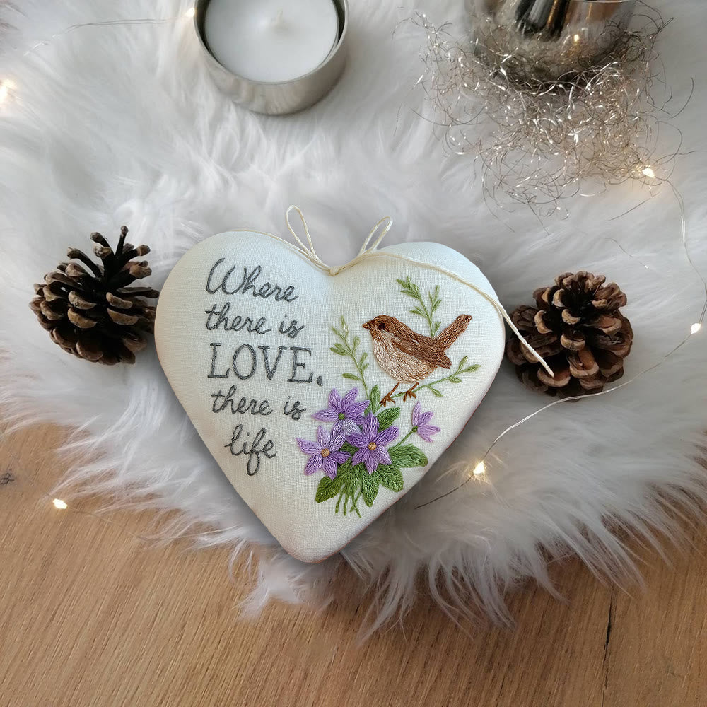 Rubbyoo Heart Embroidery Kit - Love Bird | Floral Animal Craft | Handmade Valentines Ornament  - image 6