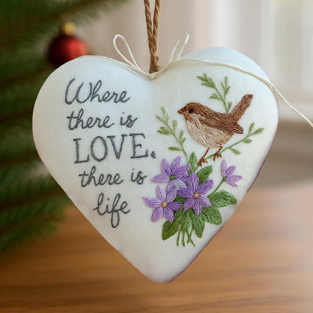 Rubbyoo Heart Embroidery Kit - Love Bird | Floral Animal Craft | Handmade Valentines Ornament  - image 1