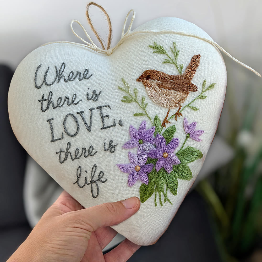 Rubbyoo Heart Embroidery Kit - Love Bird | Floral Animal Craft | Handmade Valentines Ornament  - image 5