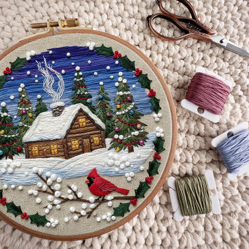 Rubbyoo Embroidery Kit - Christmas Town | Diy Christmas Collection | Unique Home Decor - image 1