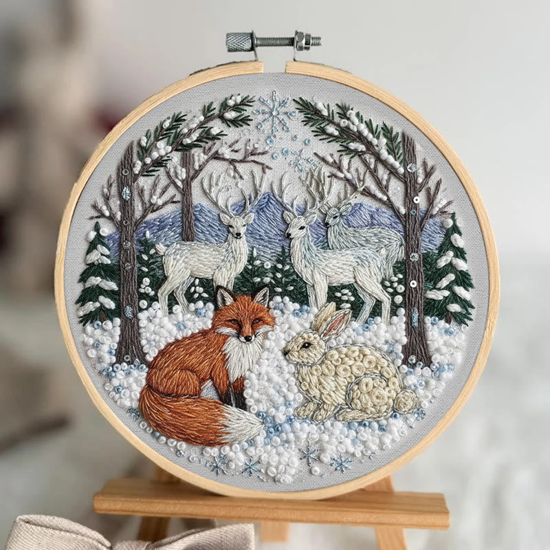 Rubbyoo Embroidery Kit - Winter Animal | Handmade Hoop Art | Perfect Gift For Animal Lover - image 4