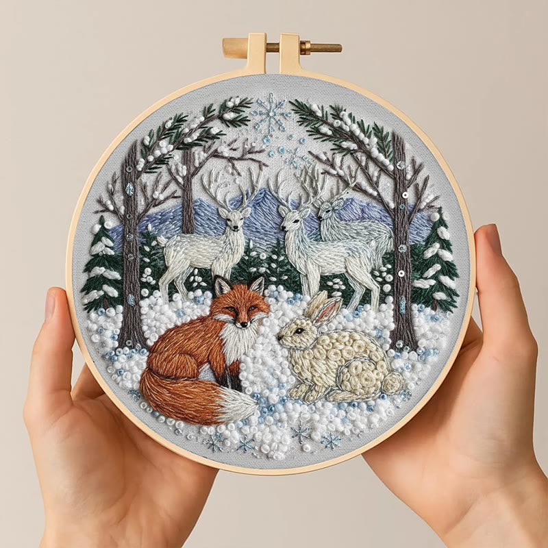 Rubbyoo Embroidery Kit - Winter Animal | Handmade Hoop Art | Perfect Gift For Animal Lover - image 5
