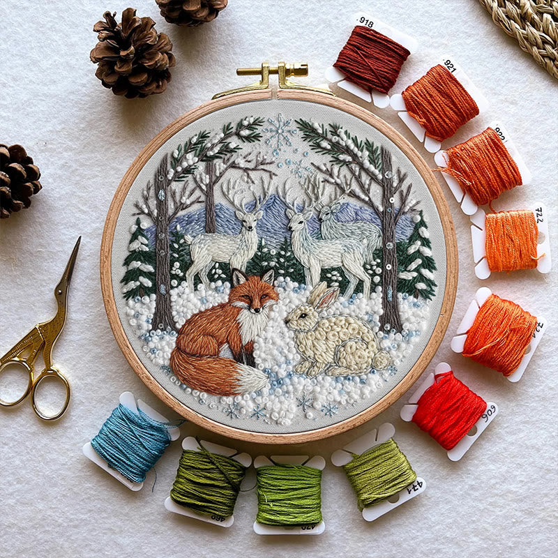 Rubbyoo Embroidery Kit - Winter Animal | Handmade Hoop Art | Perfect Gift For Animal Lover - image 1