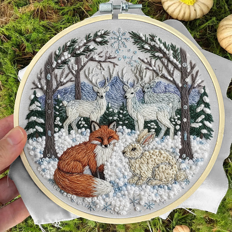 Rubbyoo Embroidery Kit - Winter Animal | Handmade Hoop Art | Perfect Gift For Animal Lover - image 3