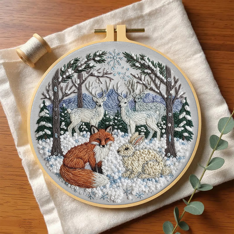 Rubbyoo Embroidery Kit - Winter Animal | Handmade Hoop Art | Perfect Gift For Animal Lover - image 7