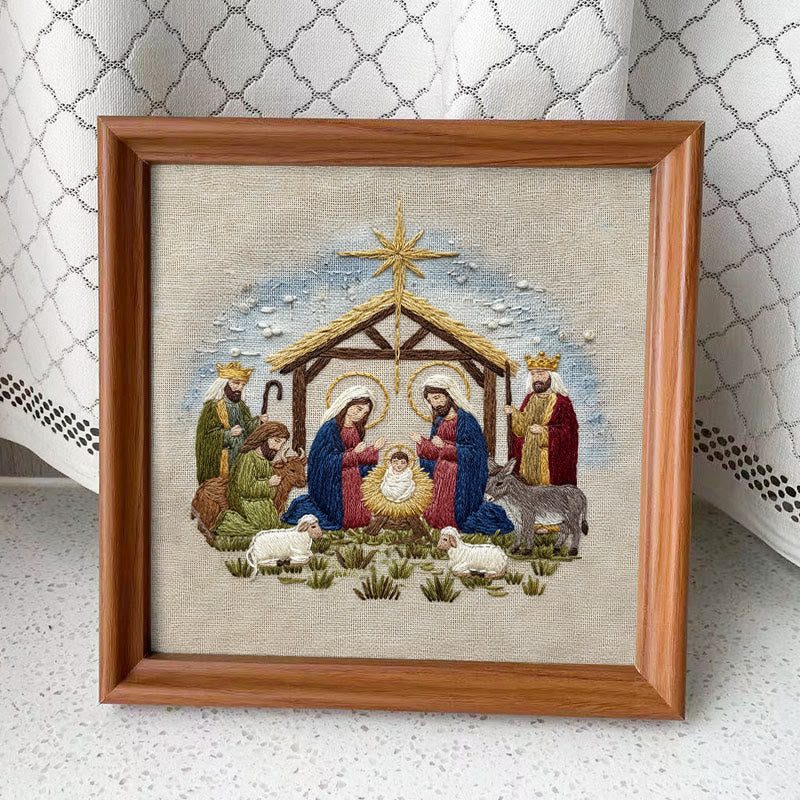 Rubbyoo Embroidery Kit - Christmas Nativity  | Diy Holiday Needlework | Decorative Handmade Craft - Embroidery Kit Plus An Extra Frame - image 9