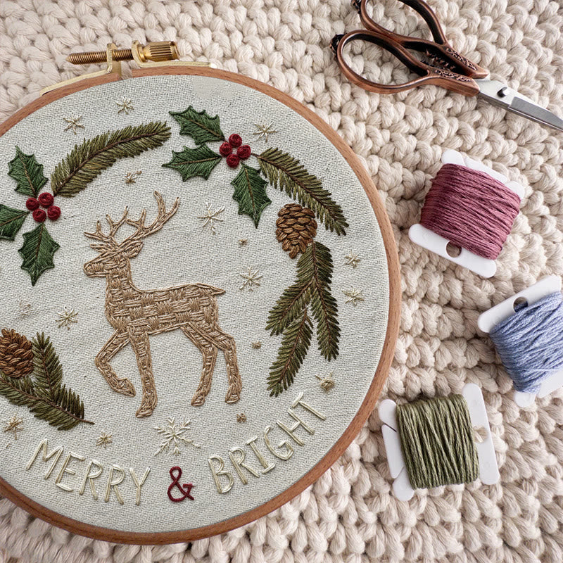 Rubbyoo Embroidery Kit - Holly Reindeer | Home Hanging Ornament | Needle Holiday Gift  - image 1