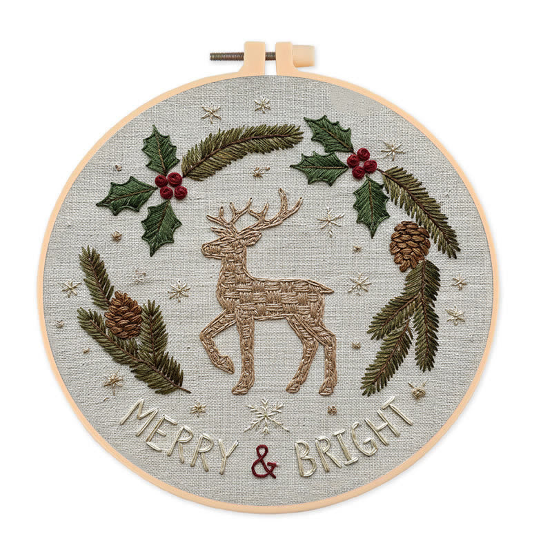 Rubbyoo Embroidery Kit - Holly Reindeer | Home Hanging Ornament | Needle Holiday Gift  - 20*20cm - image 0