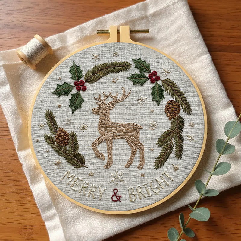 Rubbyoo Embroidery Kit - Holly Reindeer | Home Hanging Ornament | Needle Holiday Gift  - image 3