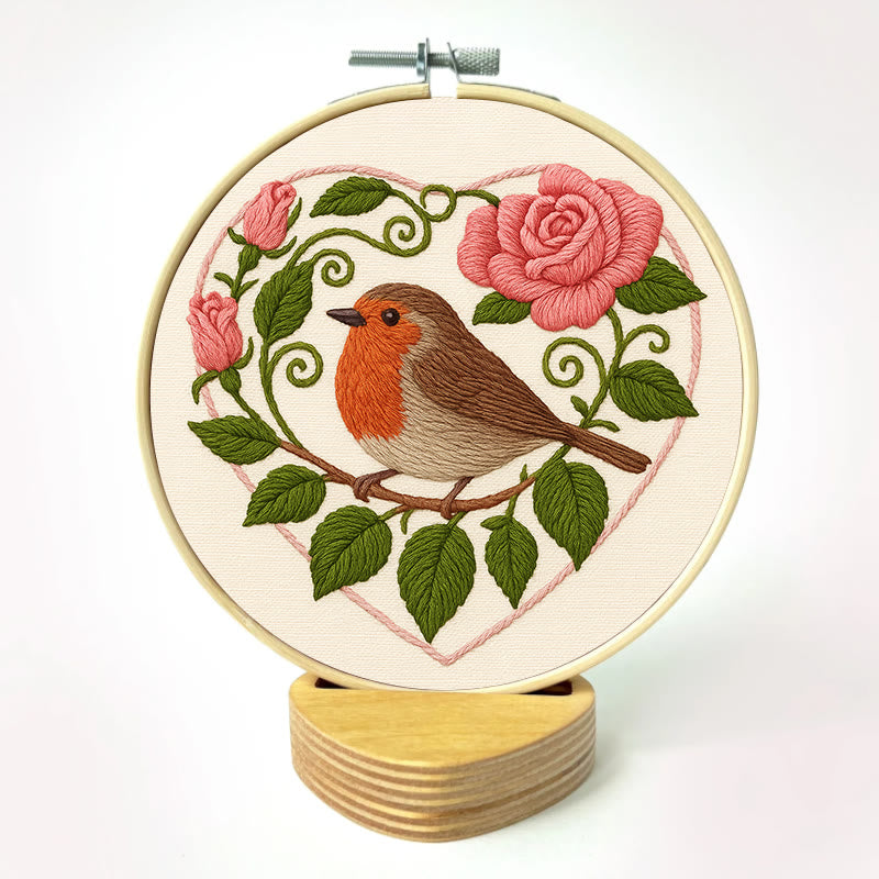 Rubbyoo Embroidery Kit - Rose Robin | Diy Stitch Bird Decor | Nice Handmade Gift For Her - image 9