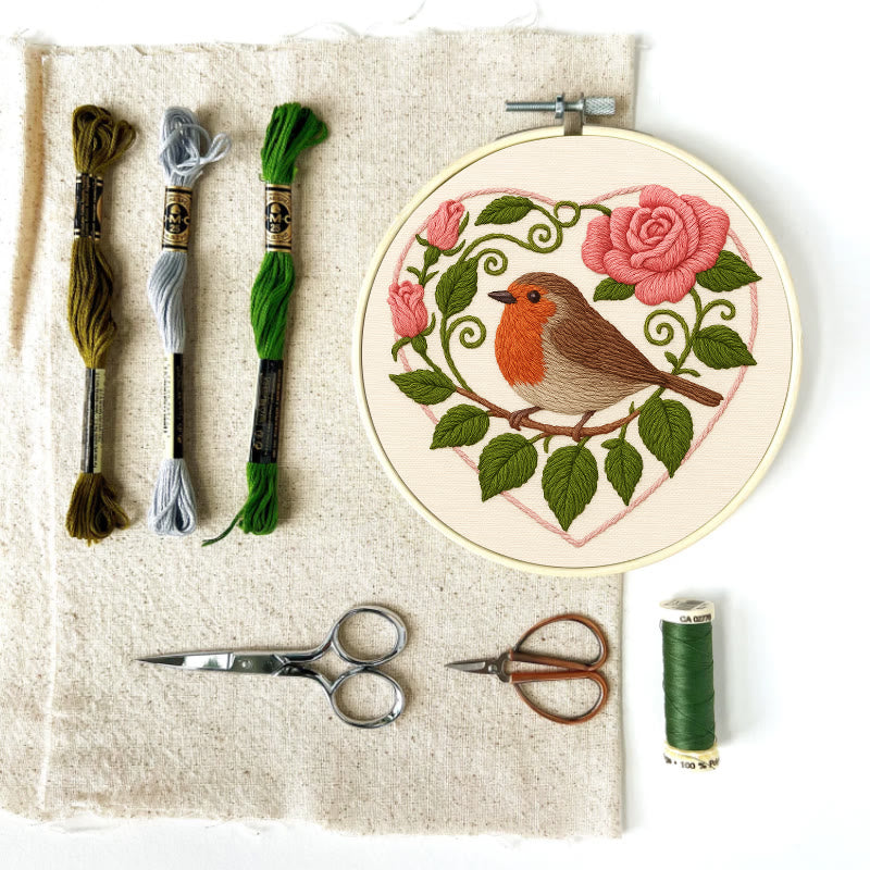 Rubbyoo Embroidery Kit - Rose Robin | Diy Stitch Bird Decor | Nice Handmade Gift For Her - image 10