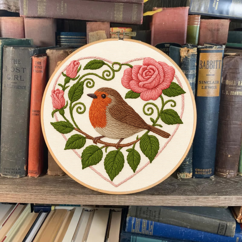 Rubbyoo Embroidery Kit - Rose Robin | Diy Stitch Bird Decor | Nice Handmade Gift For Her - image 3