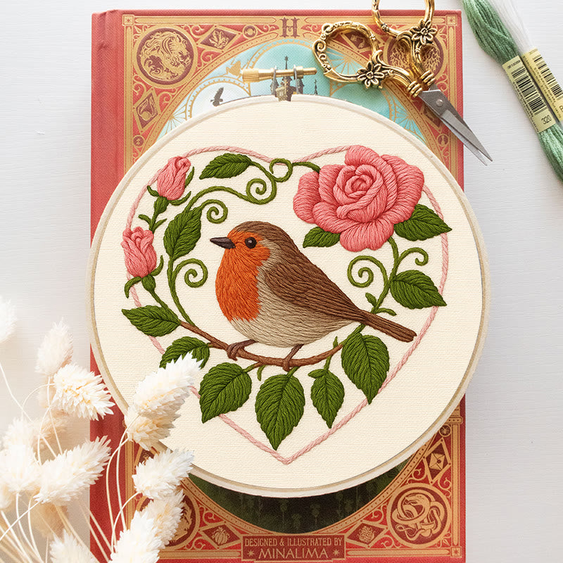 Rubbyoo Embroidery Kit - Rose Robin | Diy Stitch Bird Decor | Nice Handmade Gift For Her - image 11