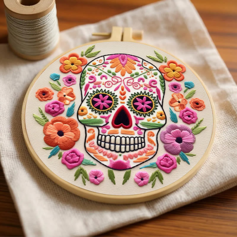 Rubbyoo Embroidery Kit - Floral Calavera | Beginner Needle Craft | Diy Stitching Art  - image 4