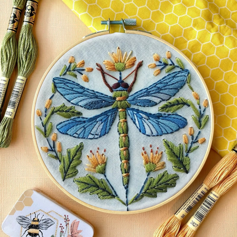 Rubbyoo Embroidery Kit - Floral Dragonfly | Diy Insect Craft | Hanging Wall Art Decor - image 8