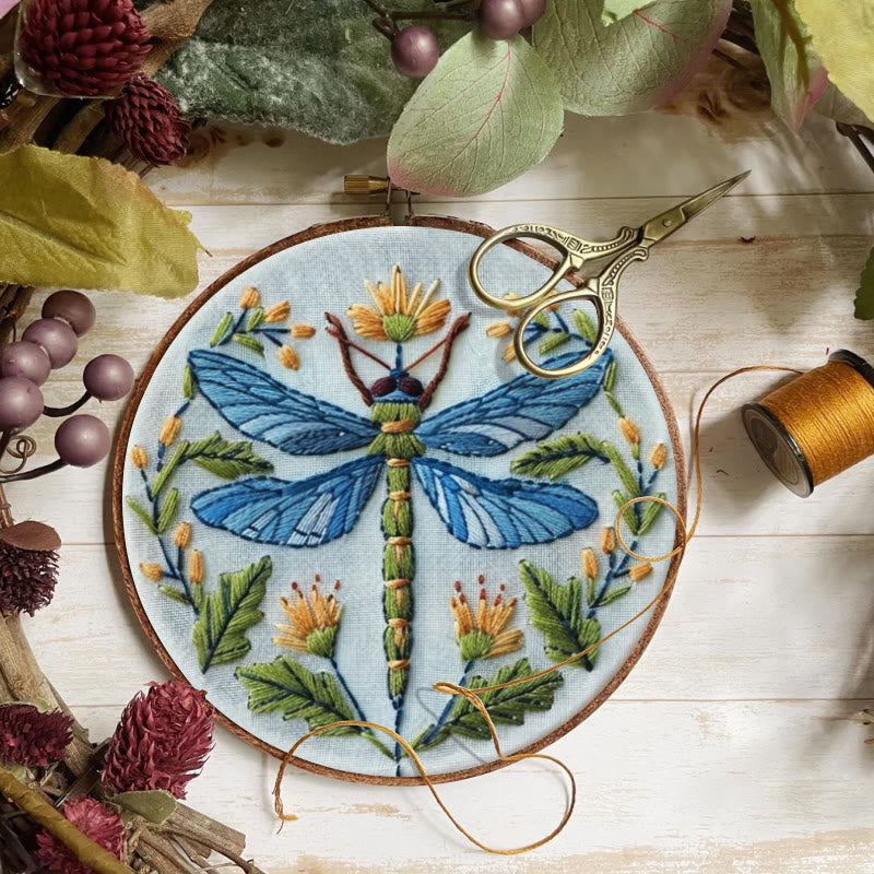 Rubbyoo Embroidery Kit - Floral Dragonfly | Diy Insect Craft | Hanging Wall Art Decor - image 5