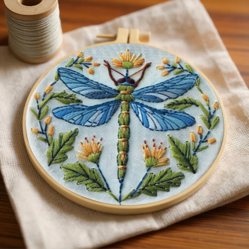Rubbyoo Embroidery Kit - Floral Dragonfly | Diy Insect Craft | Hanging Wall Art Decor - image 2