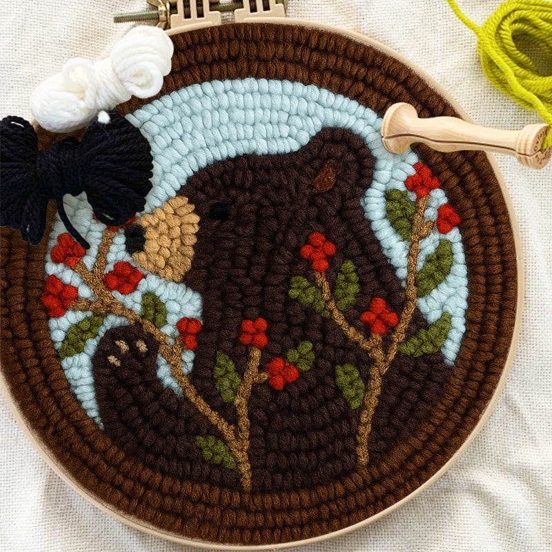 Brown Bear Punch Needle Kit - Adorable Animal Art | Handmade Gift For Decoration - image 1