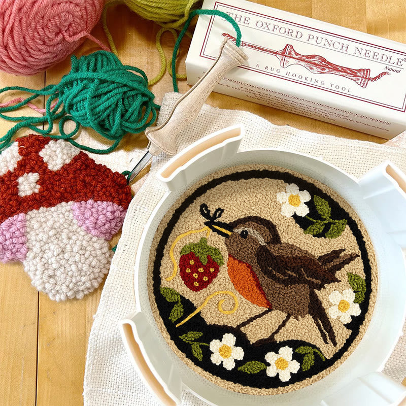 Strawberry Bird Punch Needle Kit - Diy Needle Yarn Craft | Beginner Handmade Art - image 9