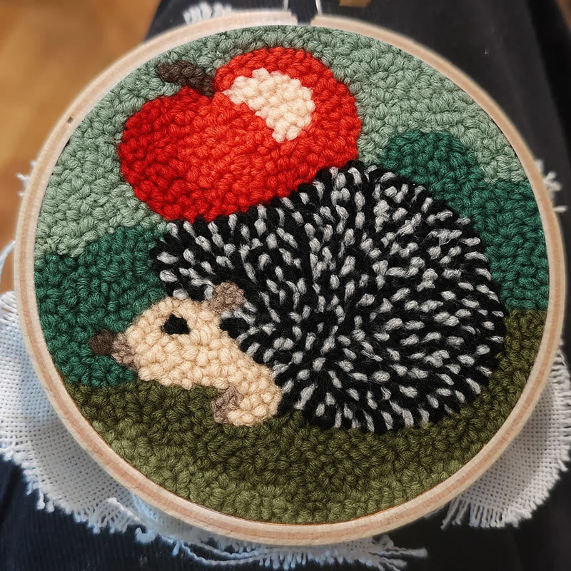  Apple Hedgehog Punch Needle Kit - Diy Animal Coaster | Nice Desk Ornament  - image 3