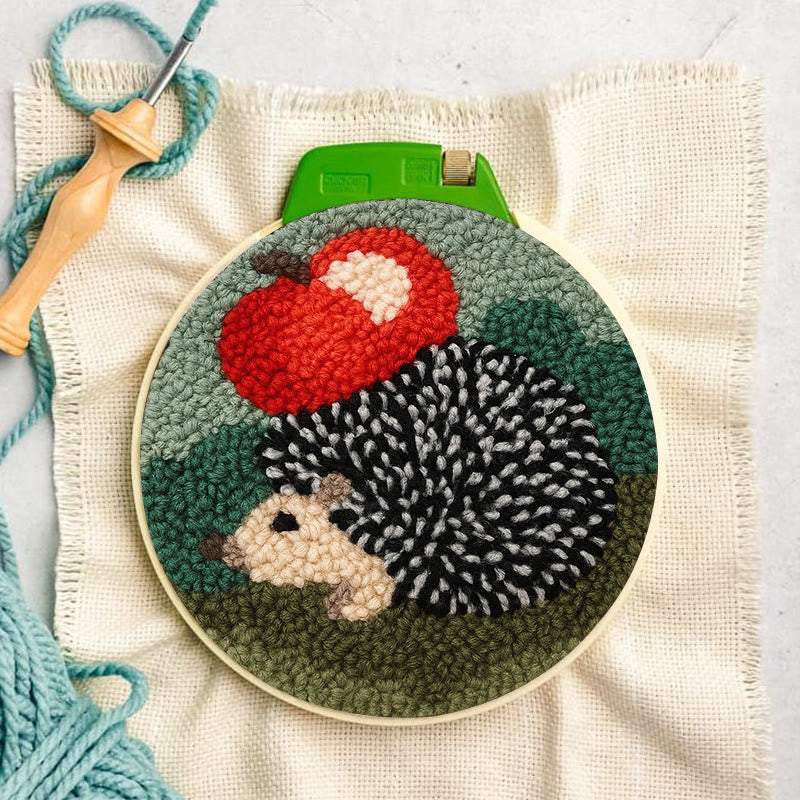  Apple Hedgehog Punch Needle Kit - Diy Animal Coaster | Nice Desk Ornament  - image 5