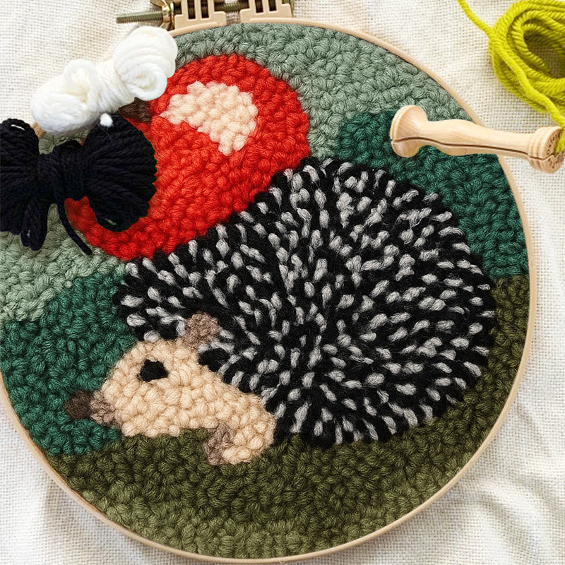  Apple Hedgehog Punch Needle Kit - Diy Animal Coaster | Nice Desk Ornament  - image 9
