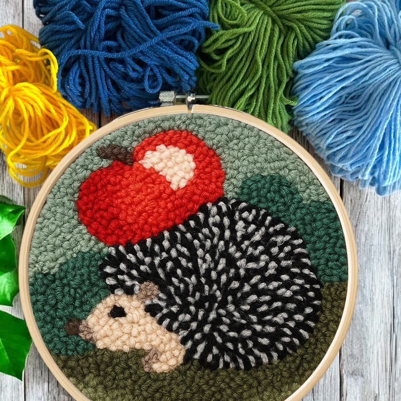  Apple Hedgehog Punch Needle Kit - Diy Animal Coaster | Nice Desk Ornament  - image 7