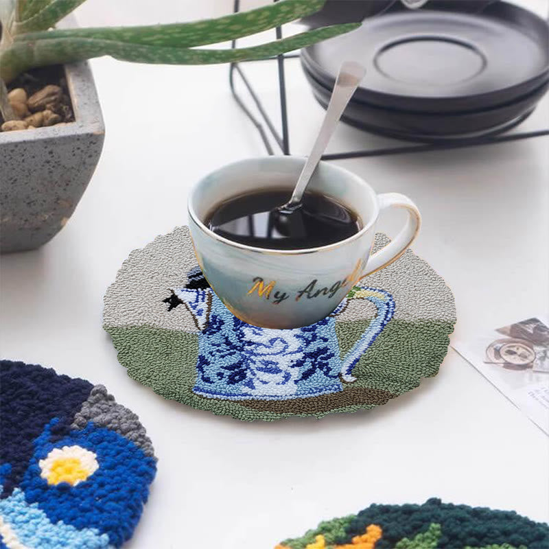  Bird With Teapot Punch Needle Kit - Lovely Bird Handicraft |  Diy Decorative Hoop Art - image 9