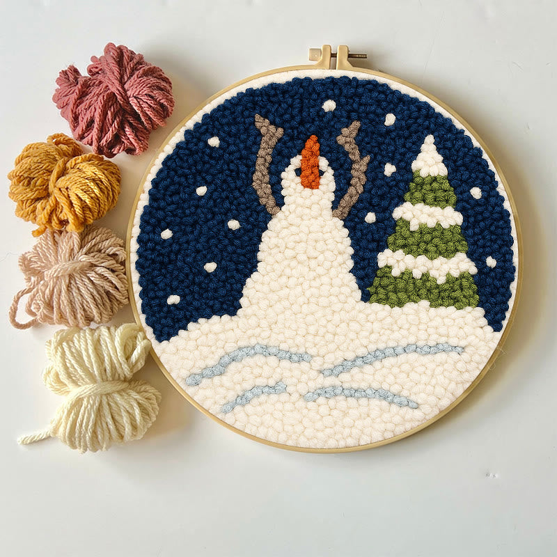 Christmas Snowman And Tree Punch Needle Kit - Handmade Needle Craft | Festival Decoration Gift  - image 6