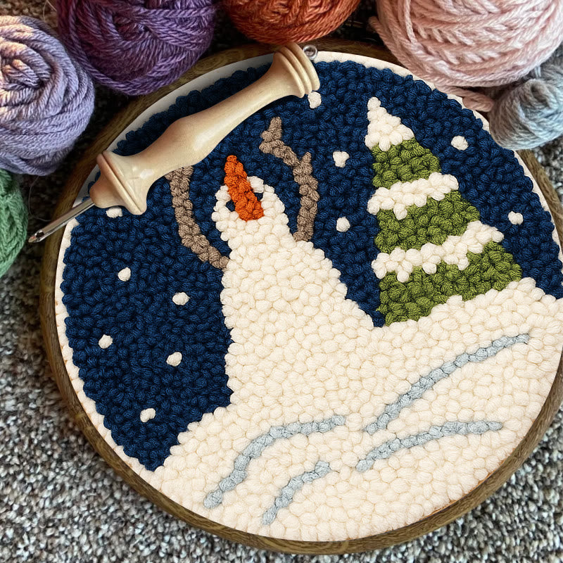 Christmas Snowman And Tree Punch Needle Kit - Handmade Needle Craft | Festival Decoration Gift  - image 7