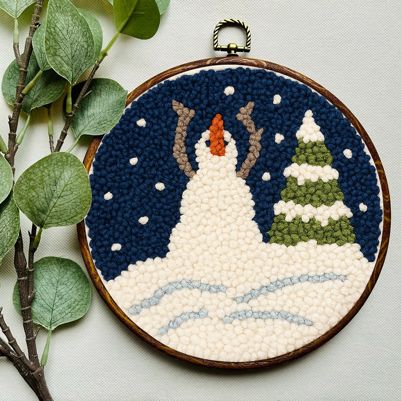 Christmas Snowman And Tree Punch Needle Kit - Handmade Needle Craft | Festival Decoration Gift  - image 3