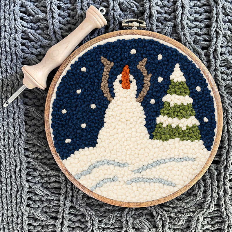 Christmas Snowman And Tree Punch Needle Kit - Handmade Needle Craft | Festival Decoration Gift  - image 5