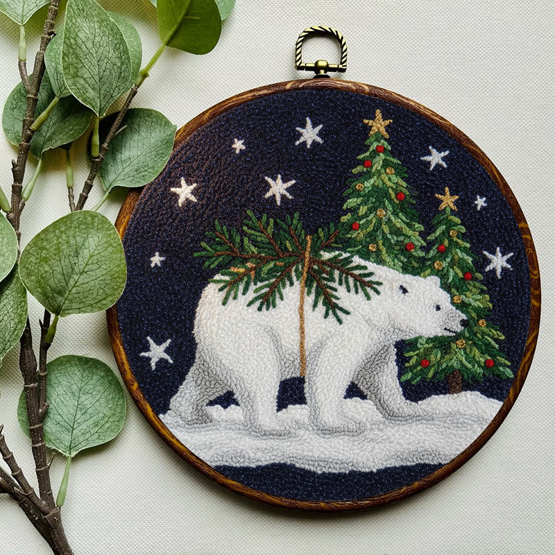 Polar Bears Punch Needle Kit - Christmas Tree Ornament | Easy Handmade Craft For Adults - image 4