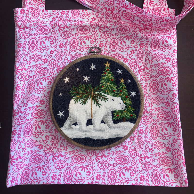 Polar Bears Punch Needle Kit - Christmas Tree Ornament | Easy Handmade Craft For Adults - image 10