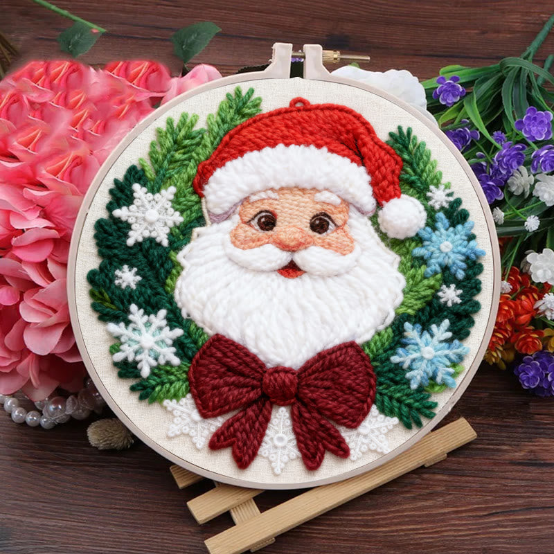 Happy Santa Claus Punch Needle Kit - Diy Beginner Handicraft | Christmas Tree Hanging Art - image 2