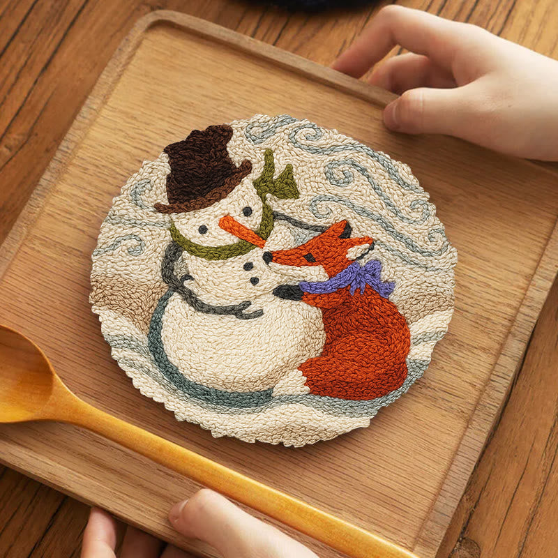 Fox And Snowman Punch Needle Kit - Winter Animal Artwork | Unique Christmas Collection  - image 10