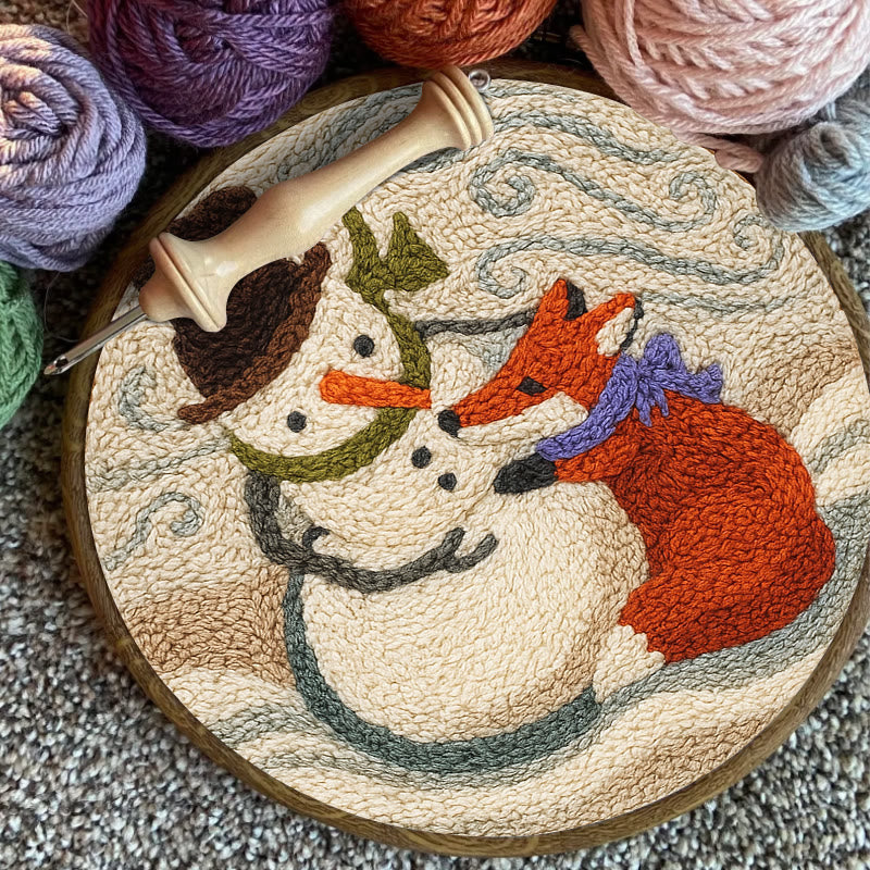 Fox And Snowman Punch Needle Kit - Winter Animal Artwork | Unique Christmas Collection  - image 5