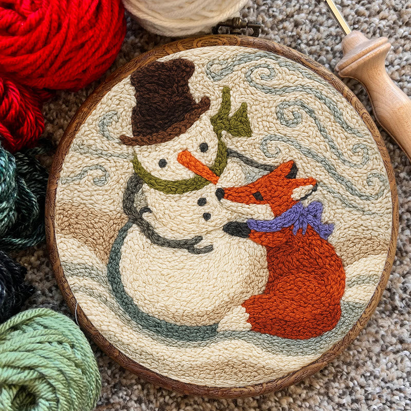 Fox And Snowman Punch Needle Kit - Winter Animal Artwork | Unique Christmas Collection  - image 6